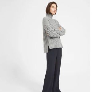 Wool-cashmere cable turtleneck